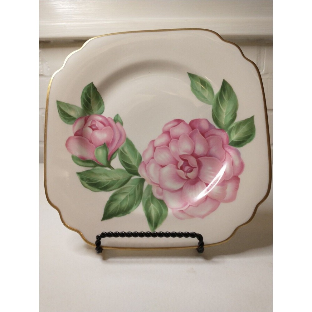 The Camillia 8" Square Plate Syracuse China Onondaga Pottery